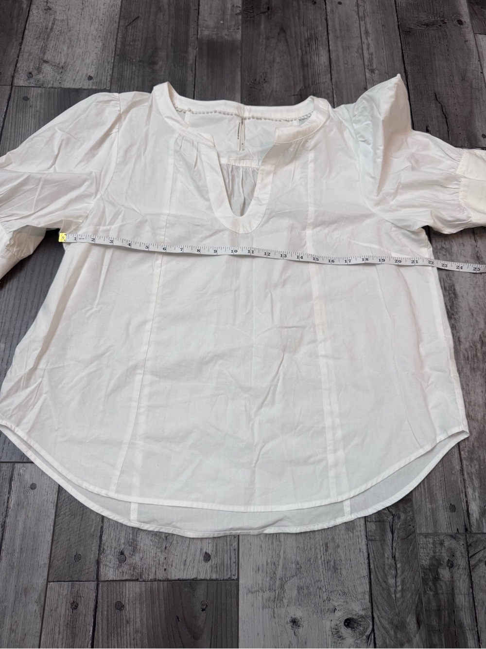 Anthropologie White V-Neck Puff Sleeve Blouse - Picture 3 of 7